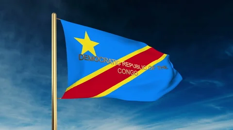 Democratic Republic of the Congo flag slider style with title. Waving in the Stock Footage 48915288