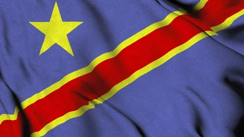 Democratic Republic of the Congo Flag with Star and Diagonal Stripe Stock Footage 314393489