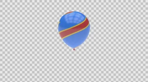 Democratic Republic of the Congo flag textured balloon rotating Alpha Video stock 61393388