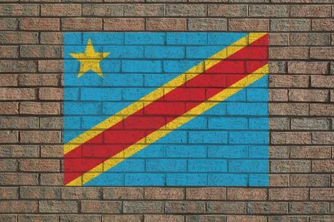 Democratic republic of congo flag on wall Illustrazione stock