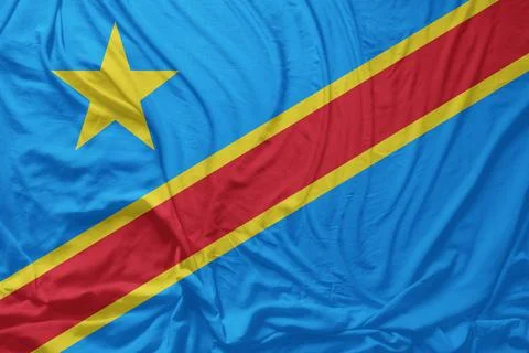 Democratic Republic of the Congo Flag Waves in Mild Wind CloseUp Stock Photos