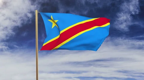 Democratic Republic of the Congo flag waving in the wind. Green screen, alpha 스톡 동영상 48884485