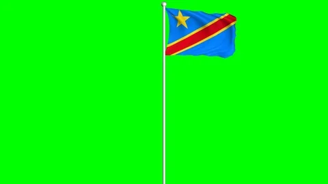 Democratic Republic of Congo Flag Waving on Wind Loopable Green Screen Matte Video stock 77581542