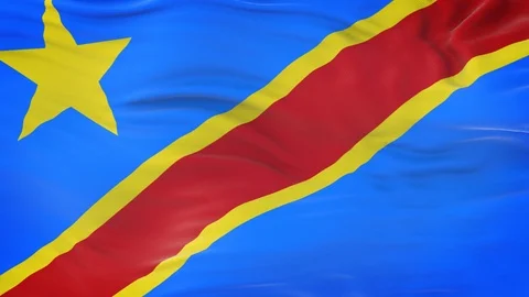 Democratic Republic of Congo flag waving in the wind with detailed texture 動画素材 124713168
