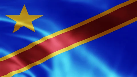 Democratic Republic of the Congo flag is waving 3D animation footage. Stock Footage 256645451