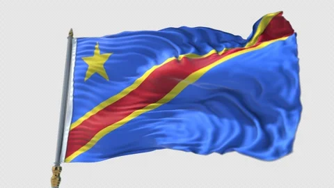 Democratic Republic of Congo Flag Waving on Transparent Alpha Background Video stock 292114677