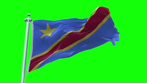 Democratic Republic of Congo Flag Waving in Loopable and Textured green screen Stock Footage 296876574