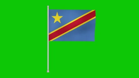 Democratic republic of the congo flag waving gently on a flagpole against green Stock Footage 317543195