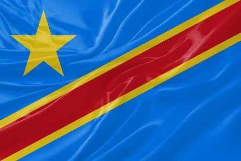 Democratic Republic of the Congo Flag Waving Textures Silk Background Stock Illustration