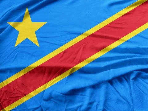 Democratic Republic of the Congo Flag Wind Rippling Through Fabric Close-Up Stock Photos