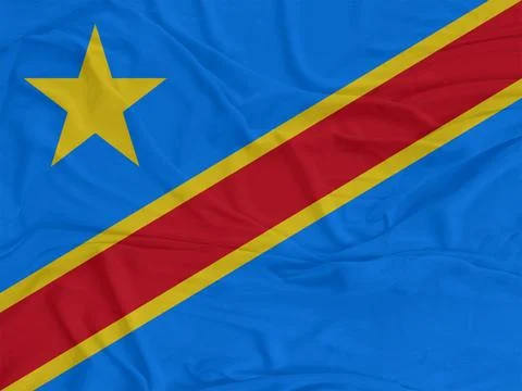Democratic Republic of the Congo Flag Wind-Blown Fabric Motion Close-Up Stock Photos