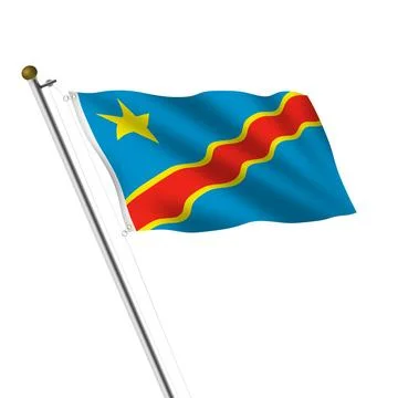 Democratic Republic of Congo flagpole 3d illustration with clipping path Stock Illustration