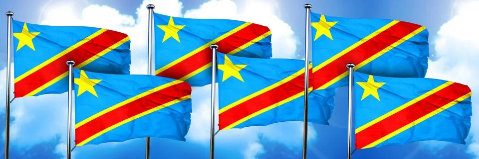 Democratic republic of the congo flags, 3D rendering, on a cloud Illustrazione stock
