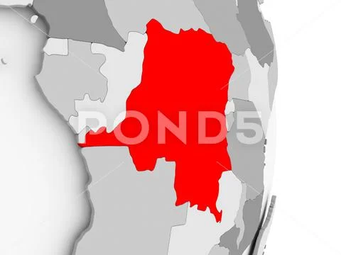 Democratic Republic of Congo on grey political globe Stock Photos
