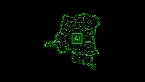 Democratic Republic of the Congo Map AI Chipset Technology Opener Video stock 337055203