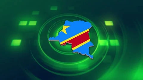 Democratic Republic of the Congo Map and Flag Background Stock Footage 344027556
