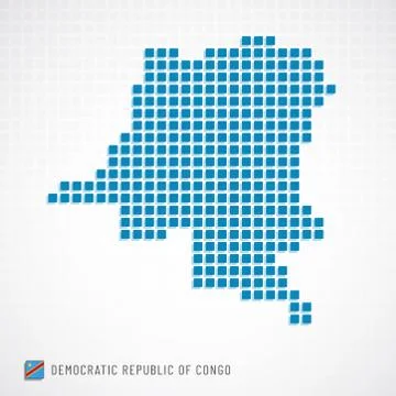 Democratic republic of Congo map and flag icon Stock Illustration