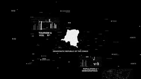 Democratic Republic of the Congo MAP Animation country's 10 important factors   Stock Footage 341682740