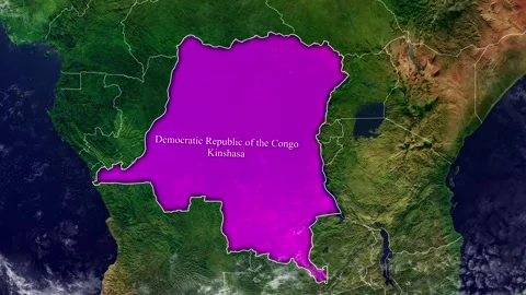 DEMOCRATIC REPUBLIC CONGO Map With Borders Stock Footage 318677757