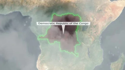 Democratic Republic of the Congo Map - Clouds Effect Video stock 267790380