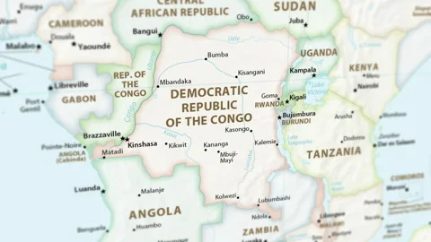 Democratic Republic of the Congo on a Map with Defocus (4K) Stock Footage 102679772