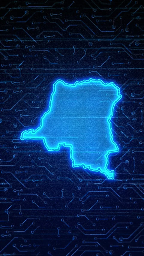 Democratic Republic of the Congo Map Digital Technology Opener Video stock 336311296