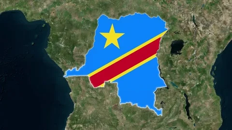 Democratic Republic of the Congo Map with flag animation Vídeos de archivo 309382065