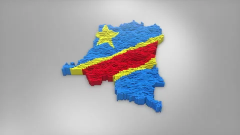 Democratic Republic of the Congo Map with Flag Intro Background Stock Footage 315164334