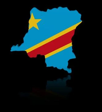 Democratic Republic Congo map flag with reflection illustration Stock Illustration
