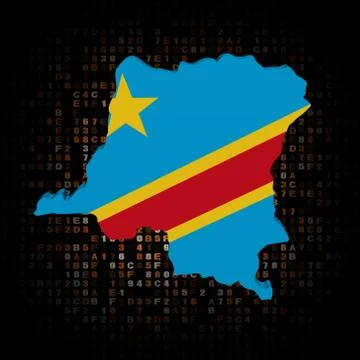 Democratic Republic Congo map flag on hex code illustration Stock Illustration