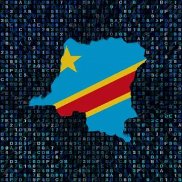 Democratic Republic of Congo map flag on hex code illustration Illustrazione stock