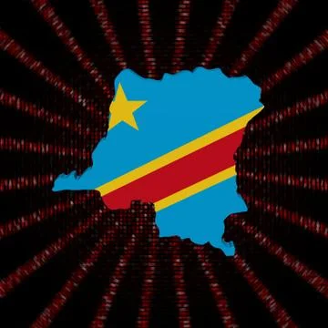 Democratic Republic Congo map flag on red hex code burst illustration Stockillustratie