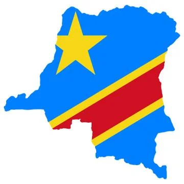 Democratic republic of the Congo Map Flag Vector Illustrazione stock