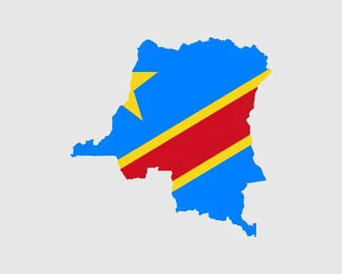 Democratic Republic of the Congo Map Flag. Map of DRC with the Congolese banner. Illustrazione stock