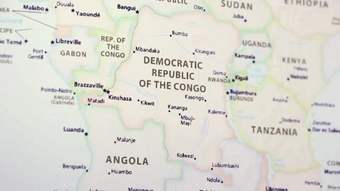 Democratic Republic of the Congo on a Map Stock Footage 99886013