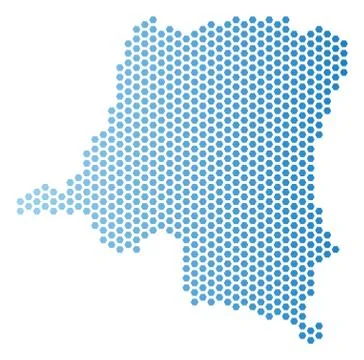 Democratic Republic Of The Congo Map Hex Tile Scheme Ilustração Stock