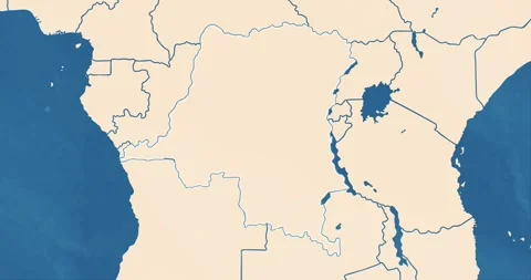 Democratic republic of the congo map with most important cities Video stock 337428285