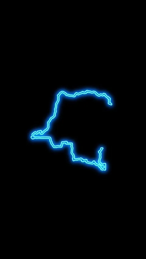 Democratic Republic of the Congo Map Outline Neon Lights Stock Footage 333056141