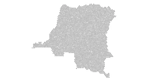 Democratic Republic of the Congo map from particles, dots. Digital silhouet.. Stock Footage 308594422