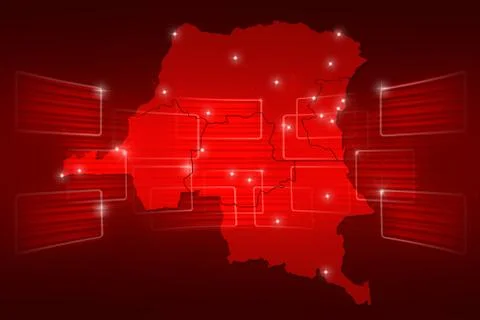 Democratic Republic of the Congo Map World map News Communication red Illustration