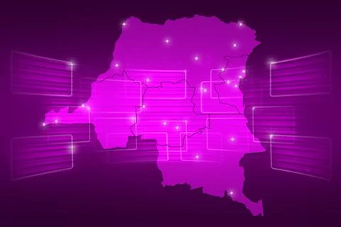 Democratic Republic of the Congo Map World map News Communication purple Illustrazione stock