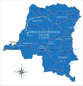 Democratic Republic of the Congo map(former Zaire) Stock Illustration
