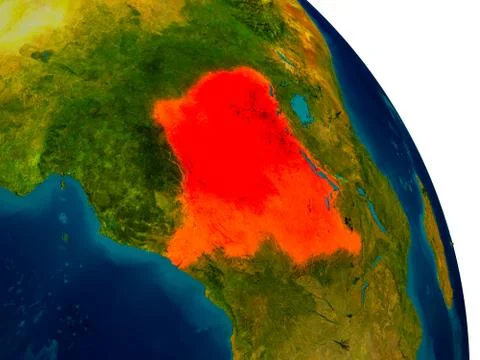 Democratic Republic of Congo on model of planet Earth Stock Illustration