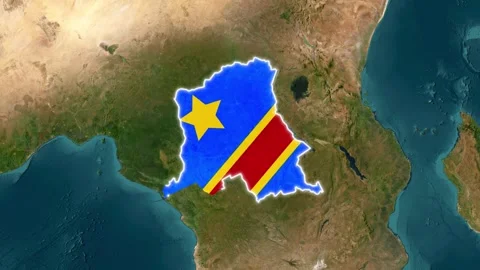 Democratic Republic of Congo nation flag map highlighted over africa motion Stock-Footage 343860851