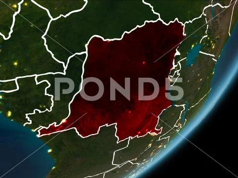 Democratic Republic of Congo on night Earth Stock Photos