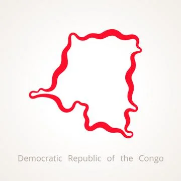 Democratic Republic of the Congo - Outline Map Stock Illustration