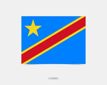 Democratic Republic of the Congo Rectangle flag icon with shadow. Illustrazione stock