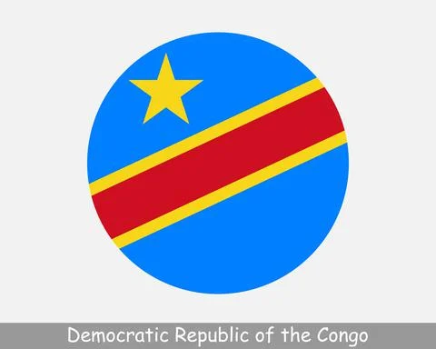 Democratic Republic of the Congo Round Flag Ilustração Stock