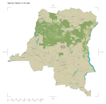 Democratic Republic of the Congo shape on white. Topo Humanitarian Illustrazione stock