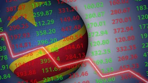 Democratic Republic of Congo Sphere Flag Illustration – Economy Crisis Concept Stock Illustration